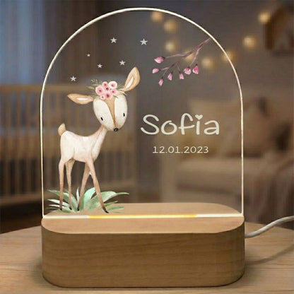 Nachtlicht Reh Personalisiertes Babygeschenk - Tiere des Waldes