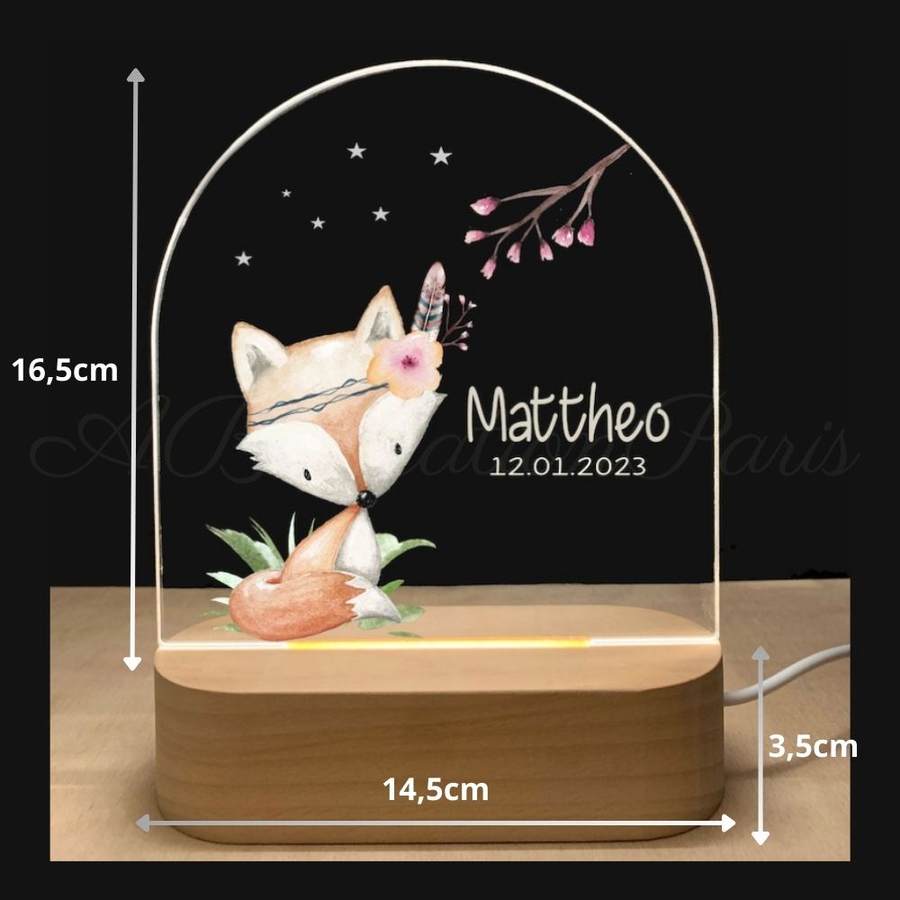 Nachtlicht Fuchs - Personalisiertes Baby Geschenk - Tiere des Waldes