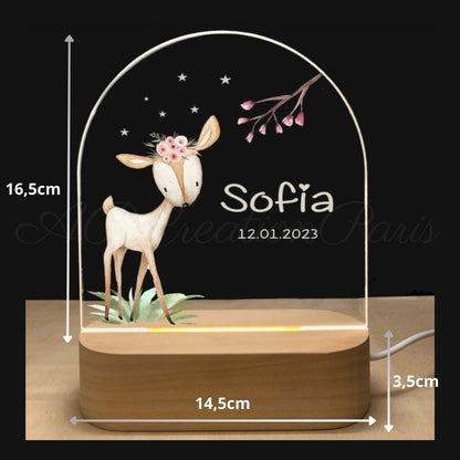 Nachtlicht Reh Personalisiertes Babygeschenk - Tiere des Waldes