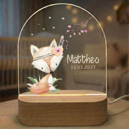Nachtlicht Fuchs - Personalisiertes Baby Geschenk - Tiere des Waldes