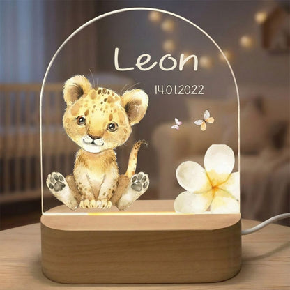 Nachtlicht Löwe - Personalisiertes Babygeschenk Savanne