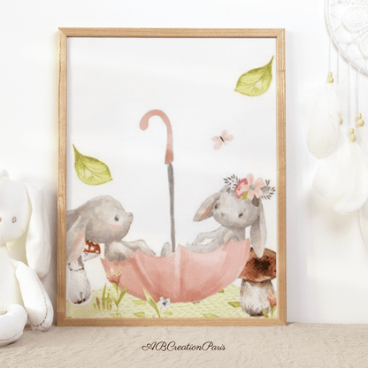 affiche chambre enfant theme lapin