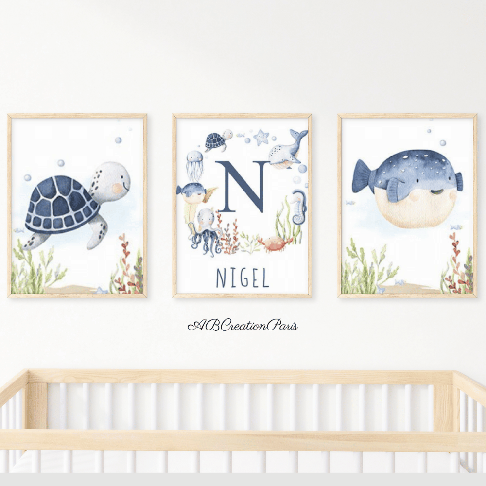 trio d'affiche sur le theme de la mer