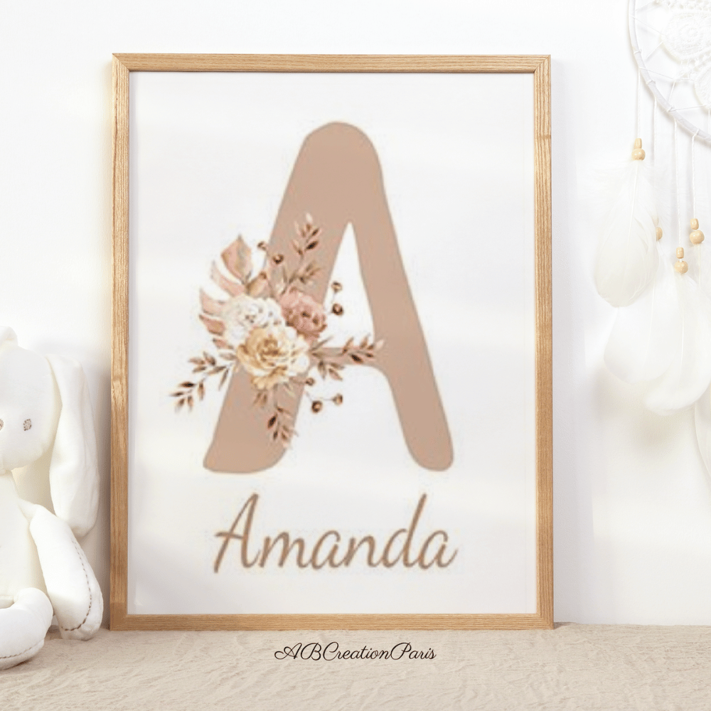 affiche personnalise chambre enfant beige