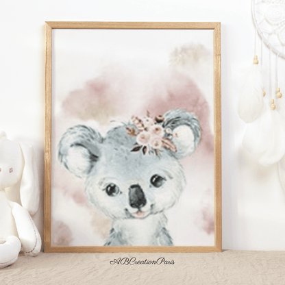 affiche koala chambre enfant fille 