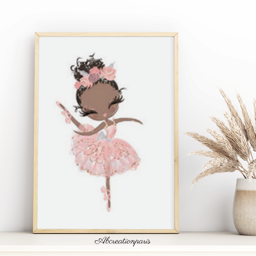affiche danseuse chambre enfant fille ballerine en robe rose