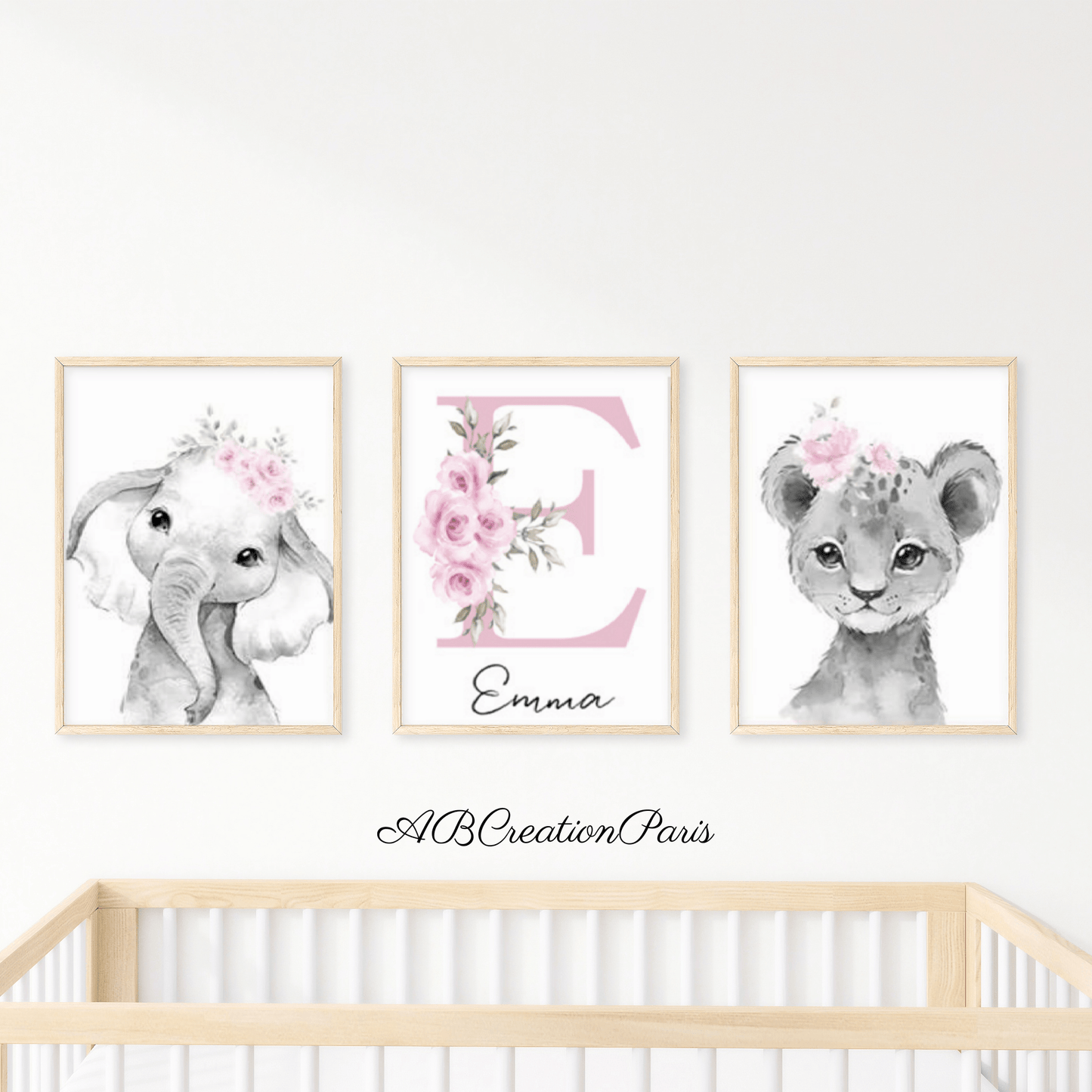 set de 3 affiches animaux de la jungle chambre bébé