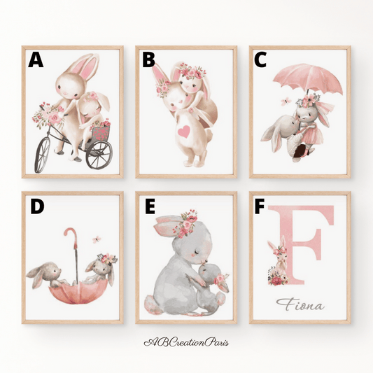 illustration lapin decoration murale chambre enfant