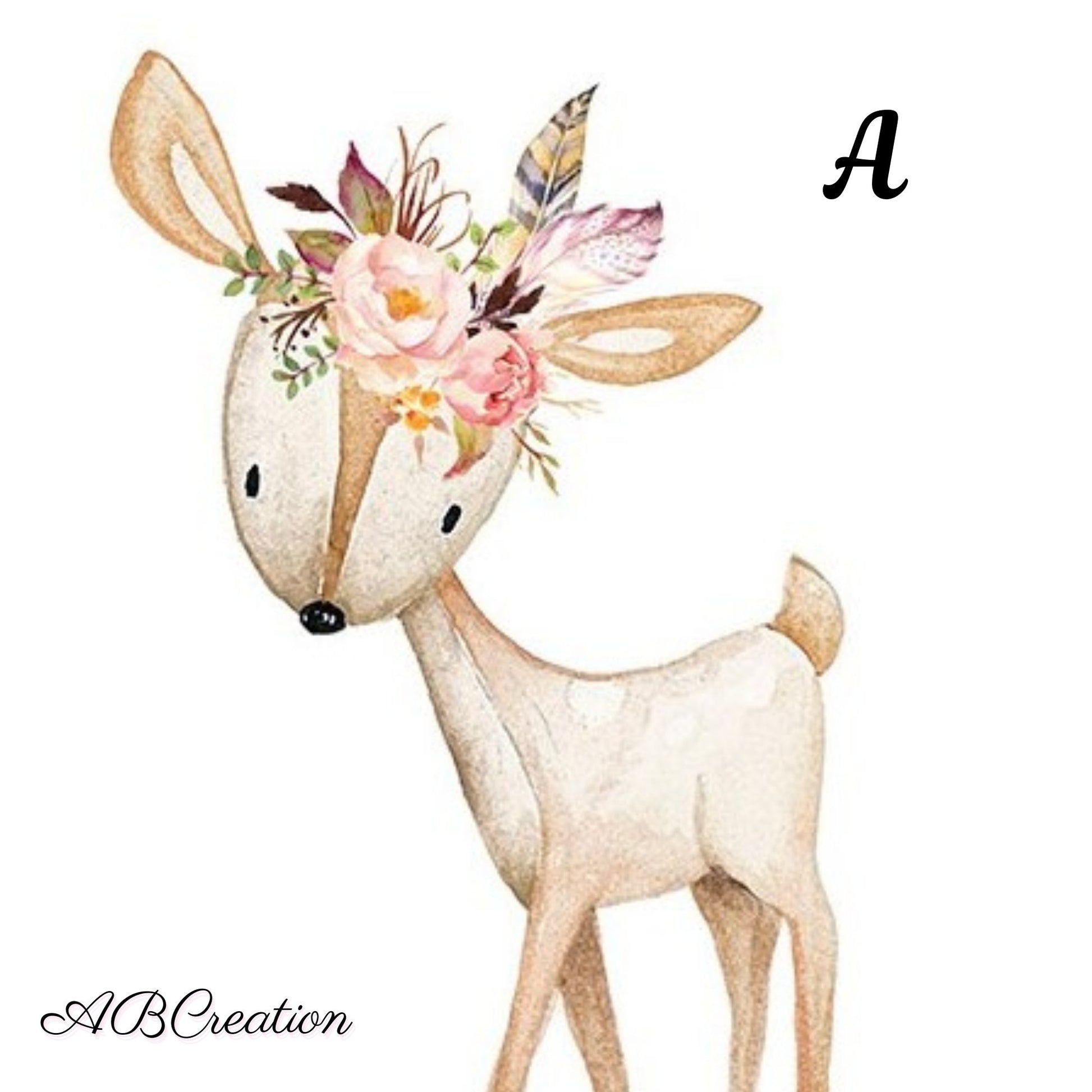 affiche biche et couronne de fleur