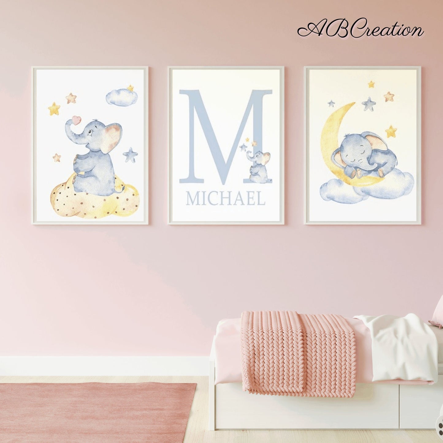 Affiche Éléphant - Décoration Chambre Bébé Garçon