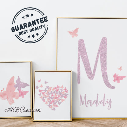 Trio d'affiche papillon cœur