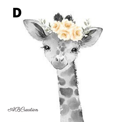 Personalisiertes Poster Savanne - Löwe, Giraffe, Zebra in Gelb