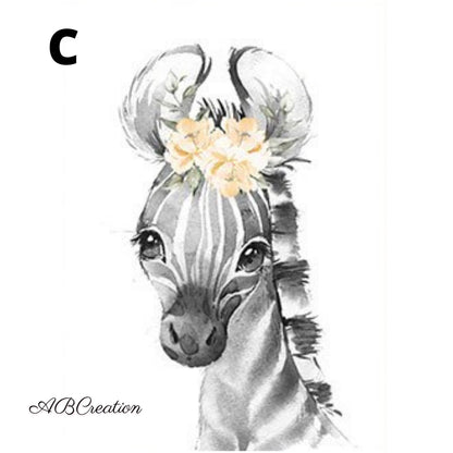 Personalisiertes Poster Savanne - Löwe, Giraffe, Zebra in Gelb