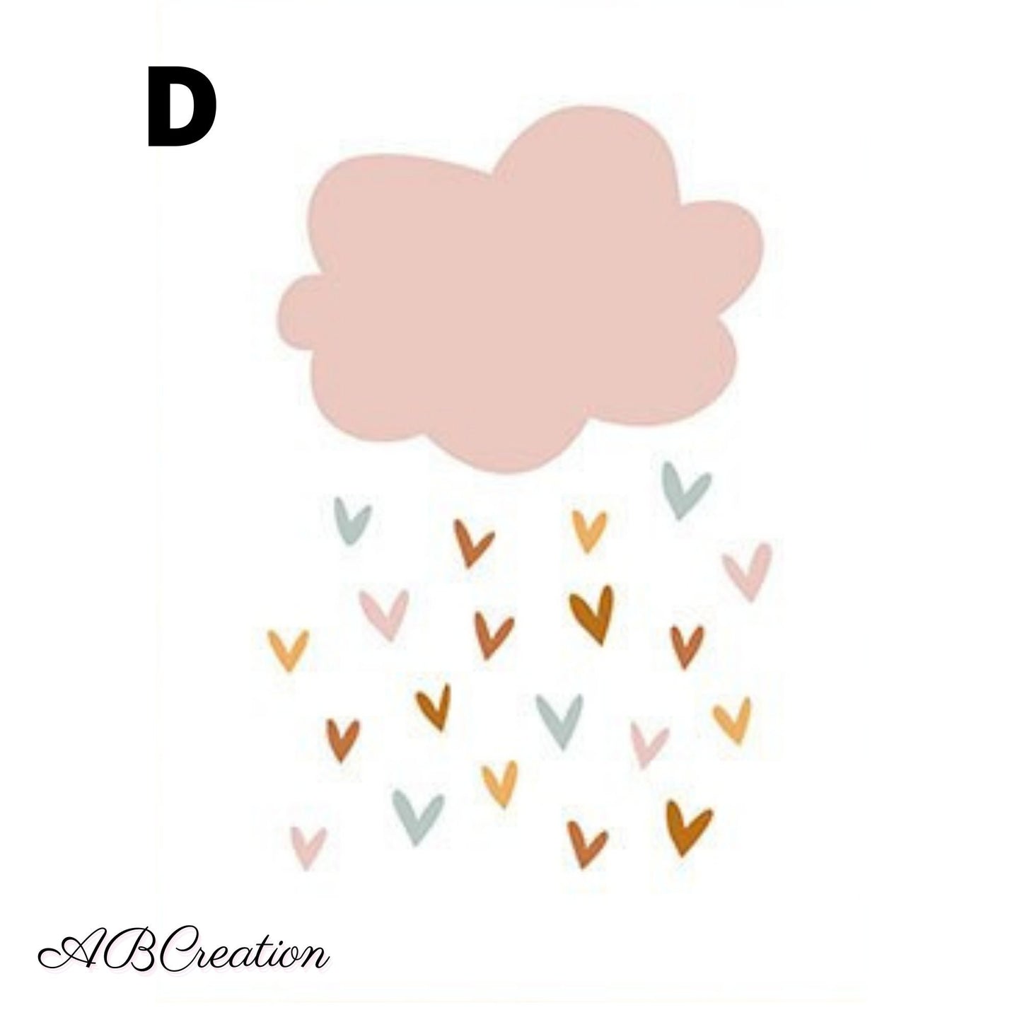 illustration nuage rose et goute en forme de coeur