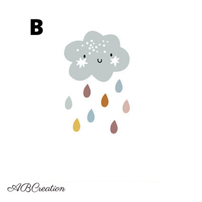 3er-Set Poster Regenbogen, Wolke, Sonne