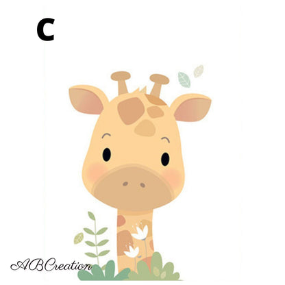 affiche girafe façon dessin animé