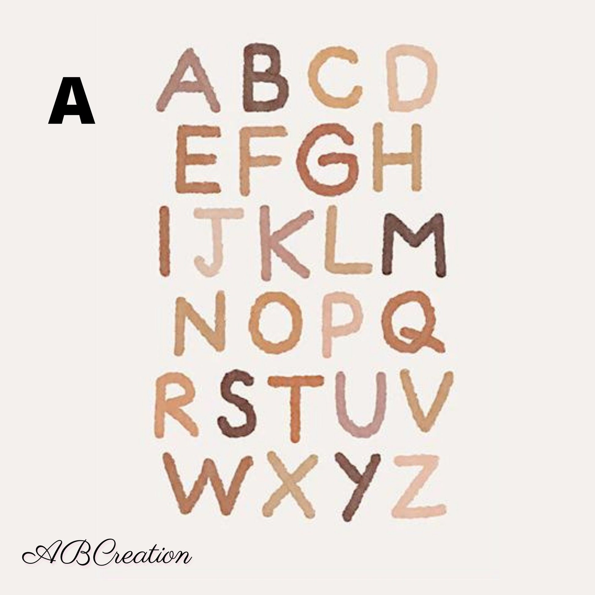 poster alphabet teinte terracotta beige